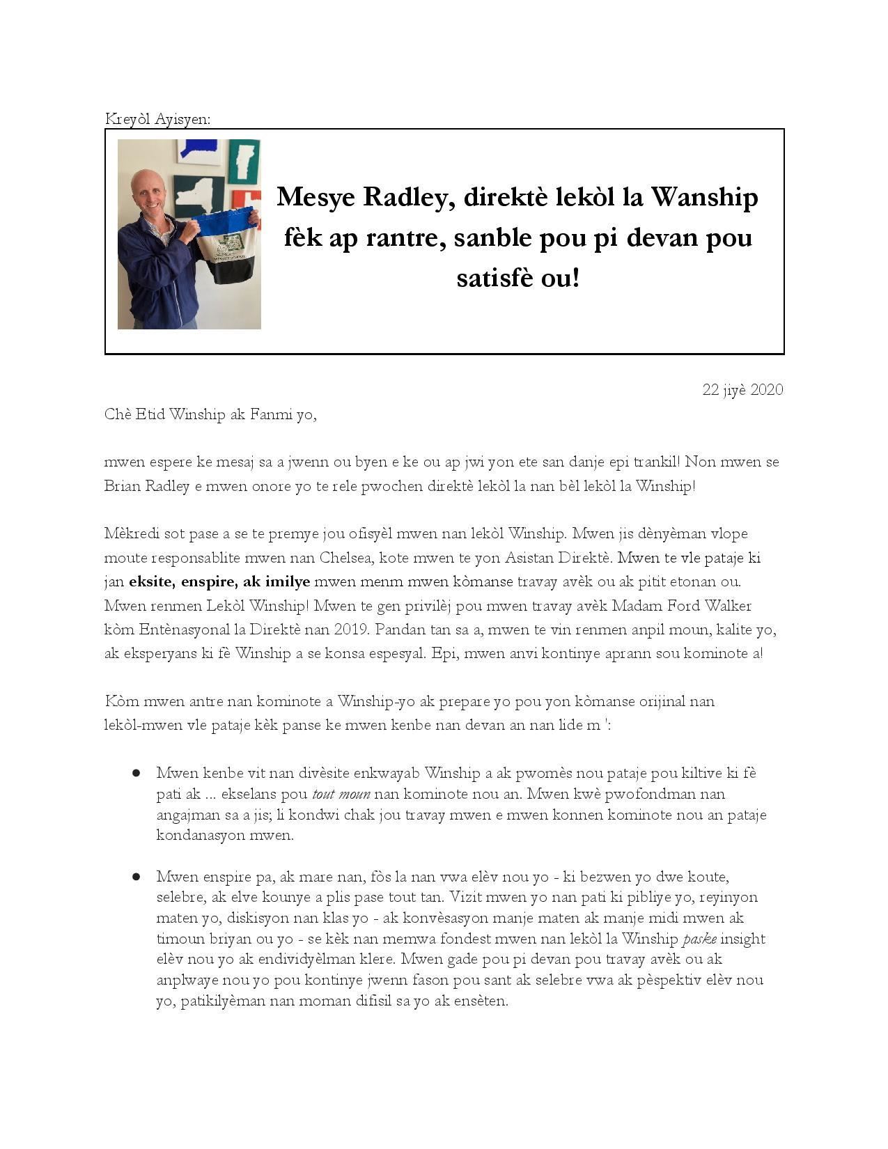 Principal Radley Welcome 9 